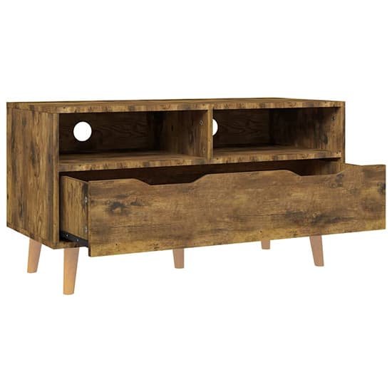 Tevy Wooden TV Stand With 1 Drawer 2 Shelves In Smoked Oak_4