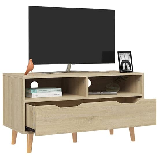 Tevy Wooden TV Stand With 1 Drawer 2 Shelves In Sonoma Oak_2