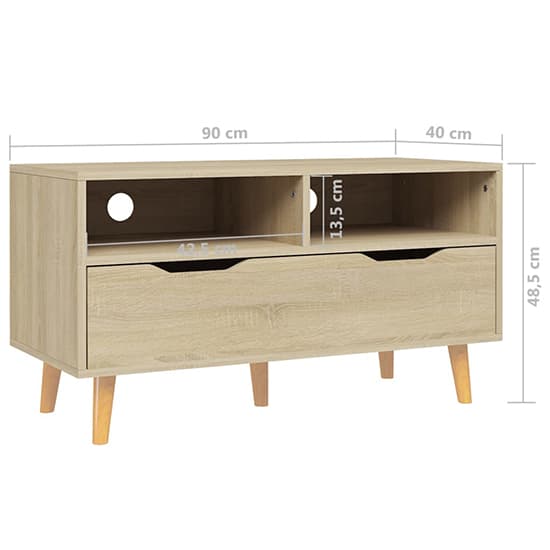 Tevy Wooden TV Stand With 1 Drawer 2 Shelves In Sonoma Oak_5