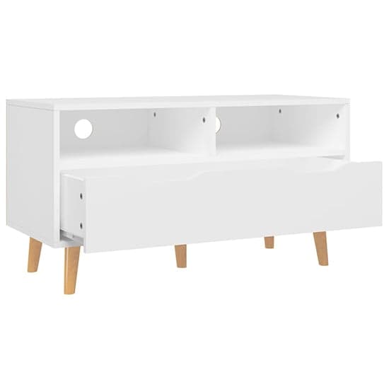 Tevy Wooden TV Stand With 1 Drawer 2 Shelves In White_4