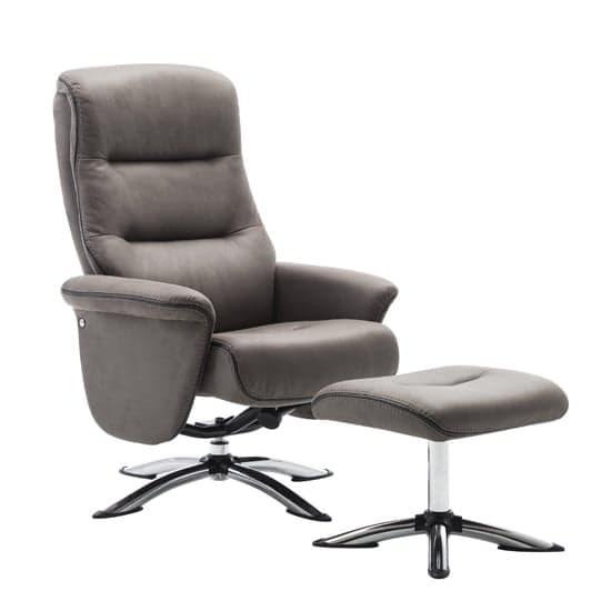 Texopy Faux Leather Swivel Recliner Chair With Stool In Grey_2