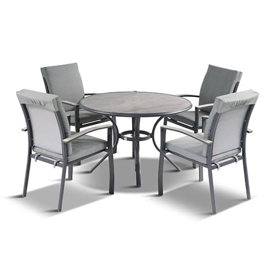 Thirsk Outdoor Dining Set With 4 Armchairs In Graphite Grey_2