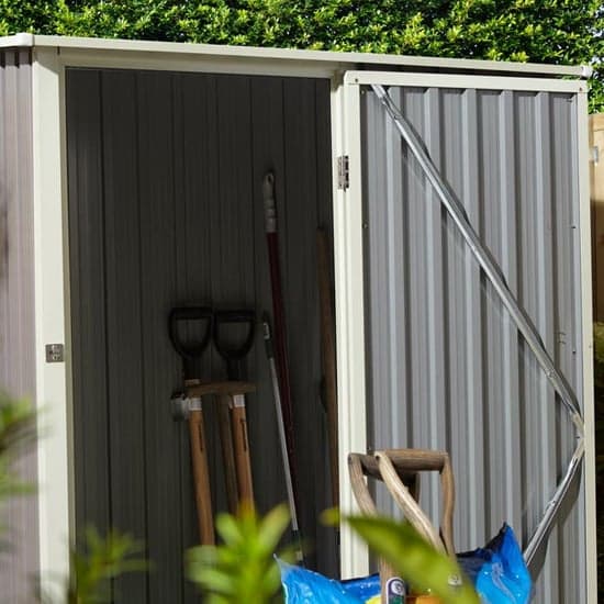 Thorpe Metal 5x3 Pent Shed In Light Grey_5