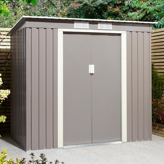 Thorpe Metal 6x4 Pent Shed In Light Grey_3