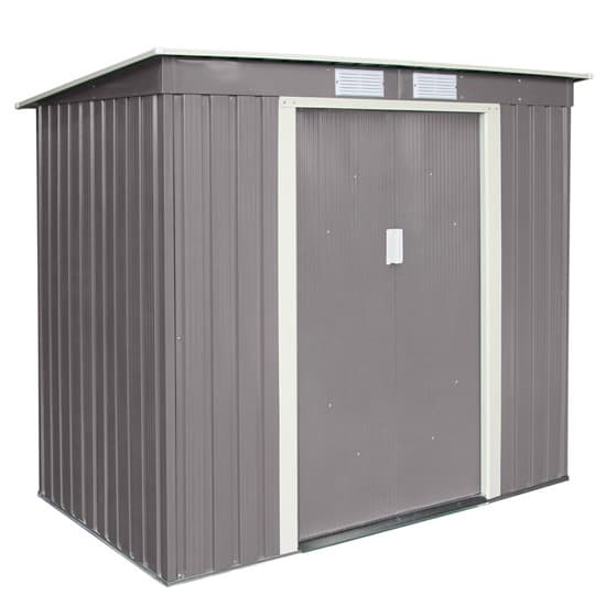 Thorpe Metal 6x4 Pent Shed In Light Grey_7