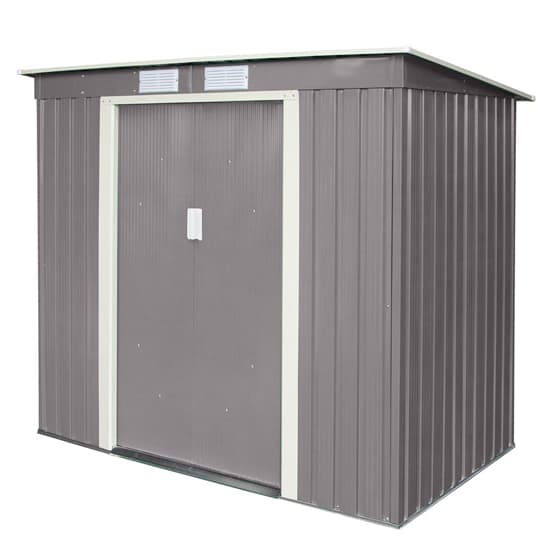 Thorpe Metal 6x4 Pent Shed In Light Grey_9