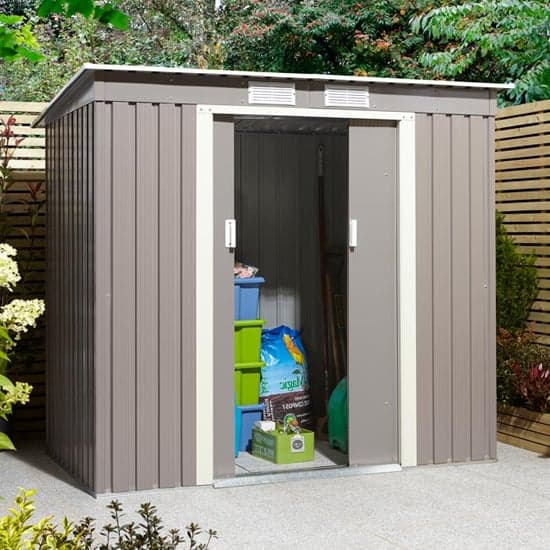 Thorpe Metal 6x4 Pent Shed In Light Grey