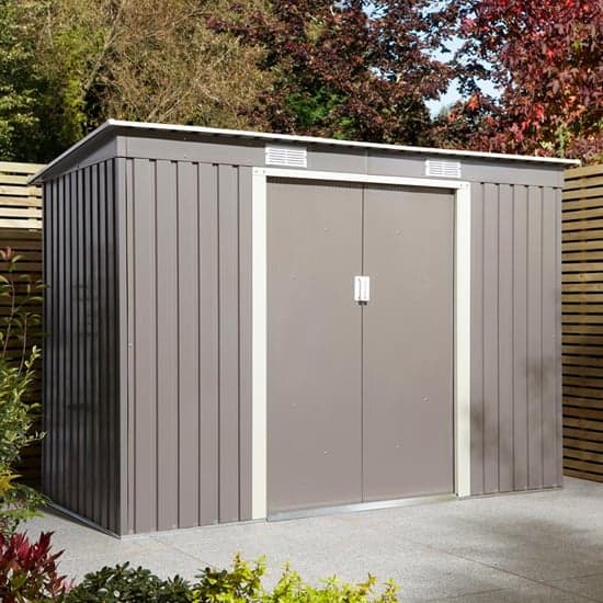 Thorpe Metal 8x4 Pent Shed In Light Grey_3