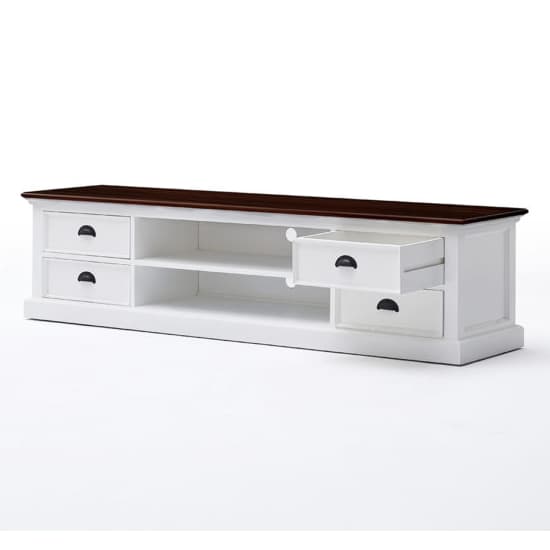 Throp Large Wooden TV Stand In White Distress And Deep Brown_3