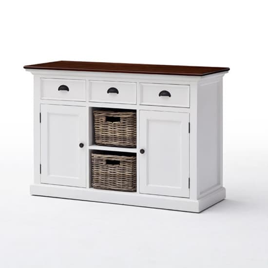 Throp Sideboard And Baskets In White Distress And Deep Brown_3