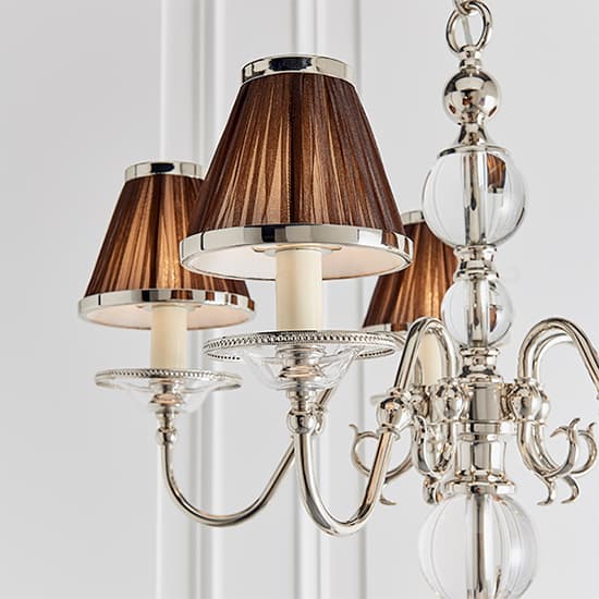 Tilburg 5 Lights Pendant Light In Nickel With Chocolate Shades_2