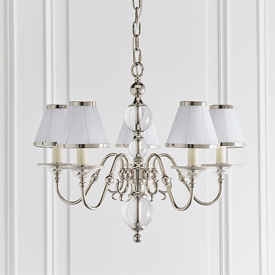 Tilburg 5 Lights Pendant Light In Nickel With White Shades_2