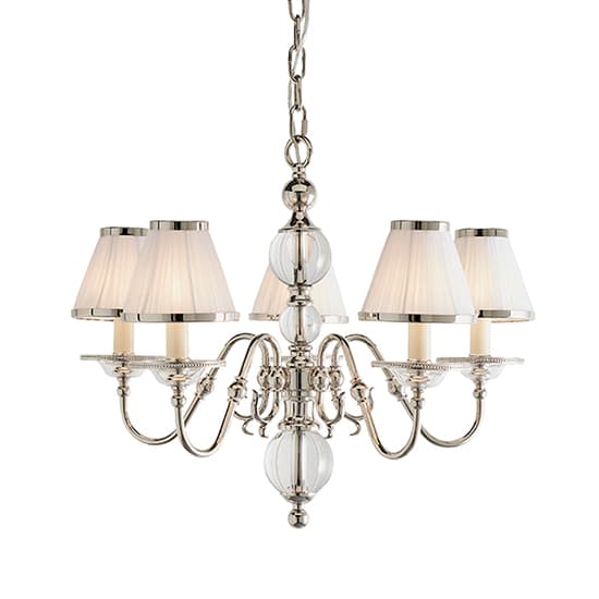 Tilburg 5 Lights Pendant Light In Nickel With White Shades_1