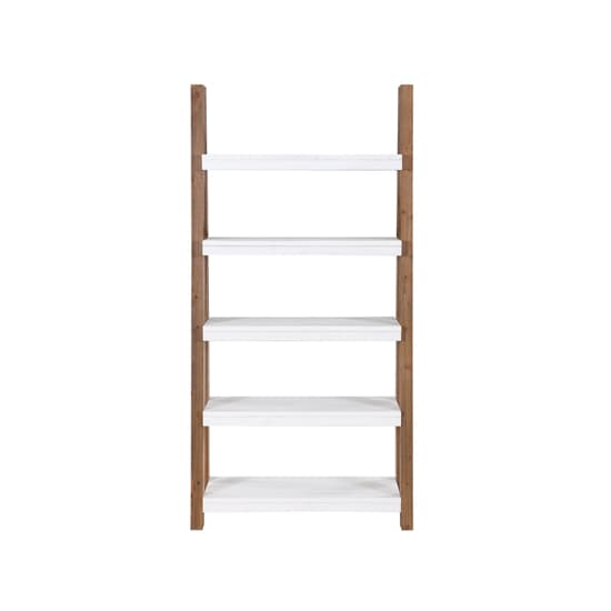 Timmins Wooden Bookcase Open Large 5 Shelves In White And Oak_2