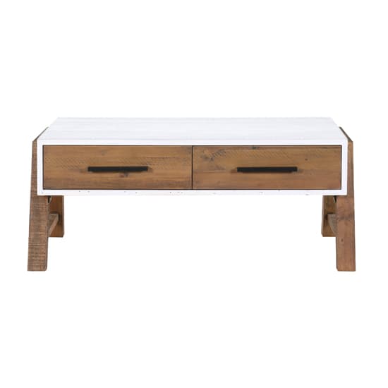 Timmins Wooden Coffee Table With 2 Drawers In White And Oak_2