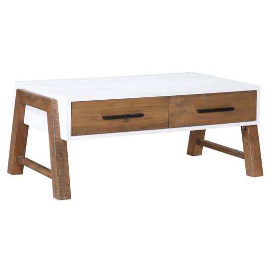 Timmins Wooden Coffee Table With 2 Drawers In White And Oak_3
