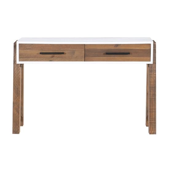 Timmins Wooden Console Table With 2 Drawers In White And Oak_2