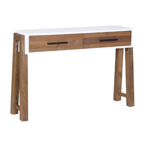 Timmins Wooden Console Table With 2 Drawers In White And Oak_3