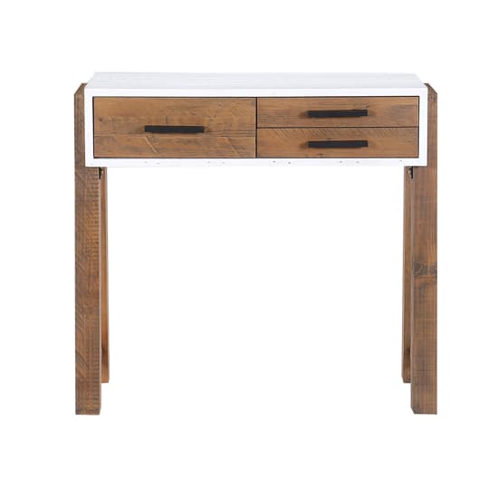 Timmins Wooden Console Table With 3 Drawers In White And Oak_2