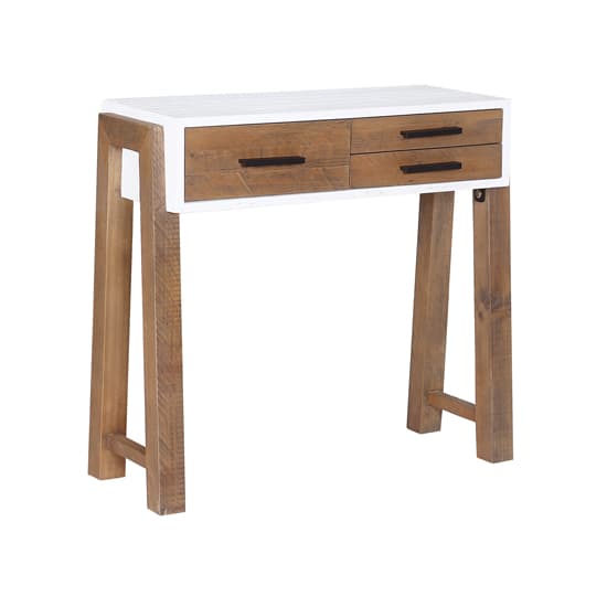Timmins Wooden Console Table With 3 Drawers In White And Oak_3