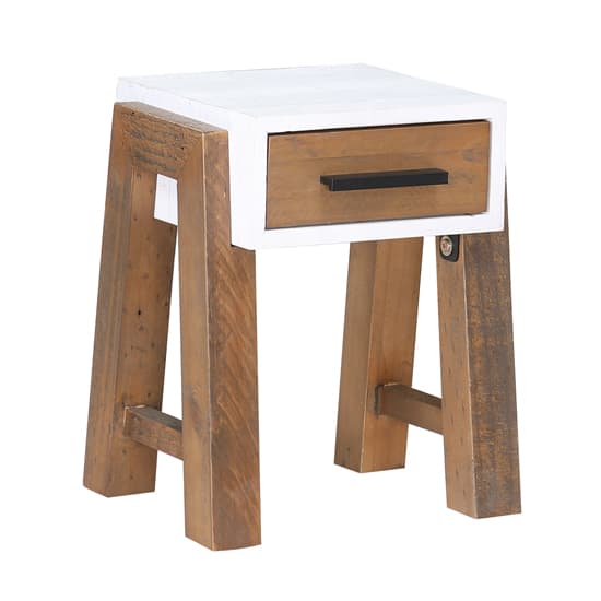 Timmins Wooden Side Table With 1 Drawer In White And Oak_3