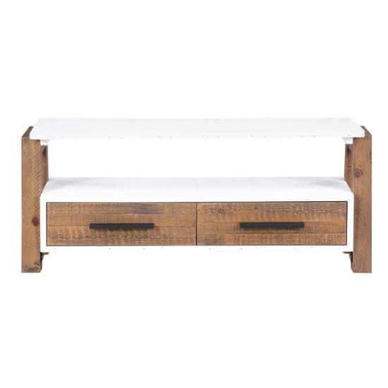Timmins Wooden TV Stand With 2 Drawers In White And Oak_2