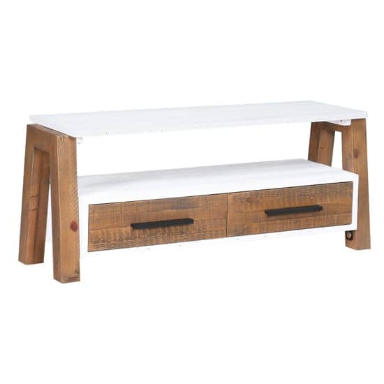 Timmins Wooden TV Stand With 2 Drawers In White And Oak_3