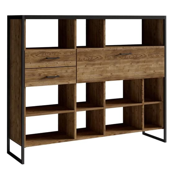 Tinley Bookcase 1 Flap Door 2 Drawers In Canyon Oak With LED_2