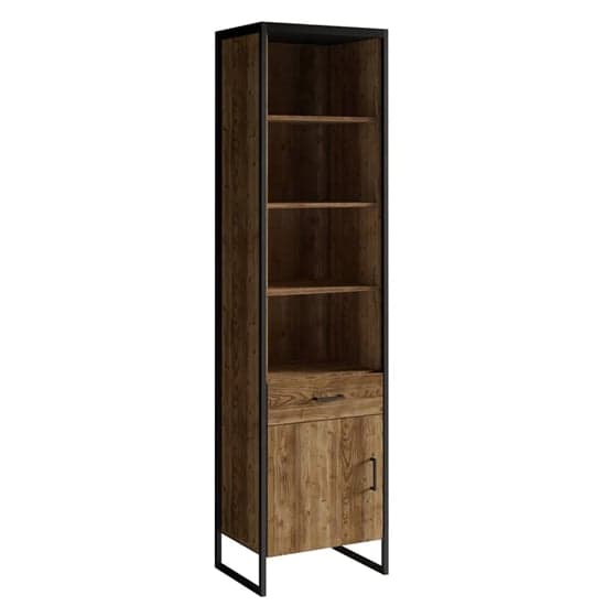 Tinley Wooden Display Cabinet Tall In Canyon Oak With LED_2