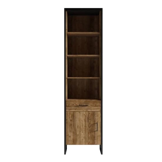 Tinley Wooden Display Cabinet Tall In Canyon Oak With LED_3