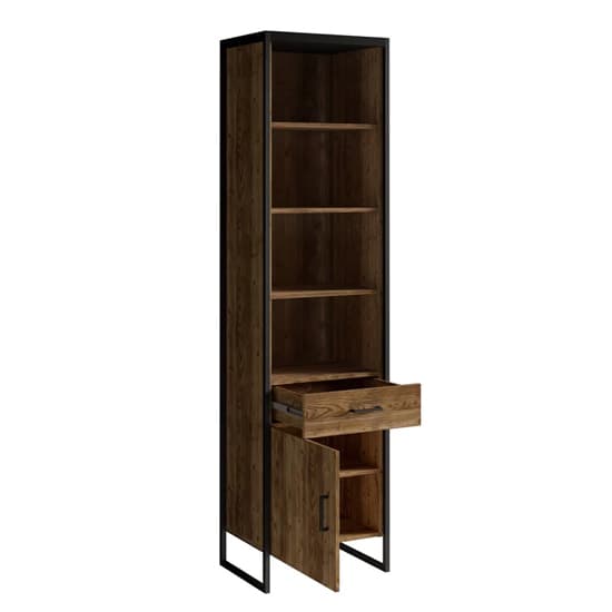 Tinley Wooden Display Cabinet Tall In Canyon Oak With LED_4