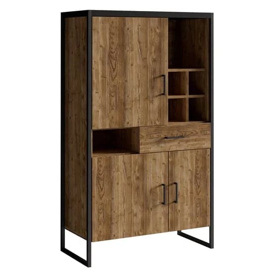 Tinley Highboard With 3 Doors 1 Drawer In Canyon Oak And LED_2