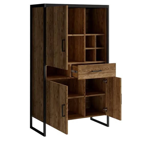 Tinley Highboard With 3 Doors 1 Drawer In Canyon Oak And LED_3