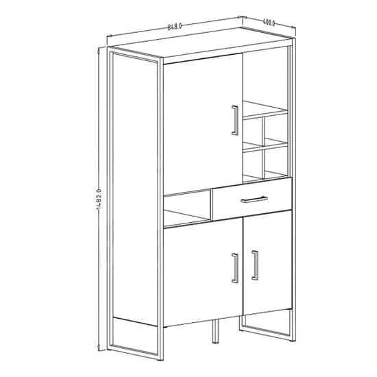 Tinley Highboard With 3 Doors 1 Drawer In Canyon Oak And LED_5