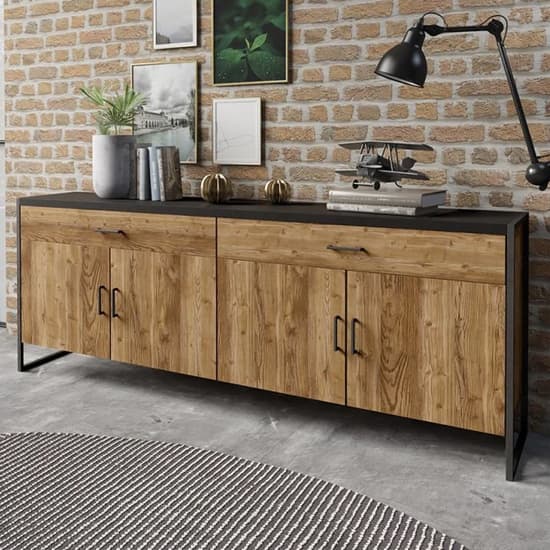 Tinley Wooden Sideboard With 4 Doors 2 Drawers In Canyon Oak_1