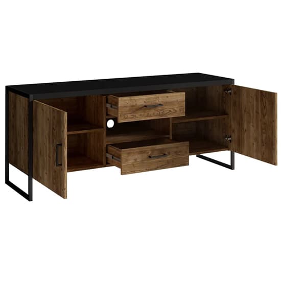 Tinley Wooden TV Stand 2 Doors 2 Drawers In Canyon Oak With LED_3