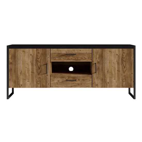 Tinley Wooden TV Stand 2 Doors 2 Drawers In Canyon Oak With LED_4