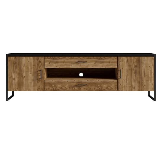Tinley TV Stand Wide 2 Doors 2 Drawers In Canyon Oak With LED_3