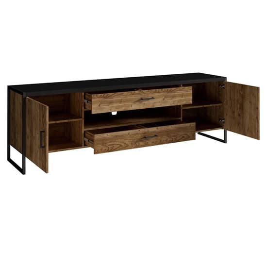Tinley TV Stand Wide 2 Doors 2 Drawers In Canyon Oak With LED_4