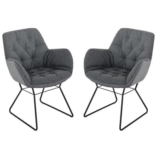 Titania Grey Two Tone Faux Leather Dining Chairs In Pair_1