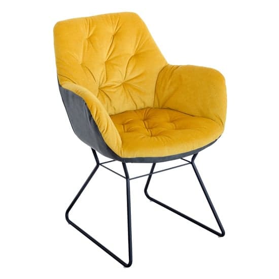 Titania Two Tone Faux Leather Dining Chair In Yellow_1
