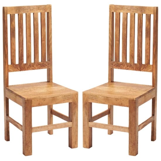 Tivat Light Mahogany Mango Wood Slat Back Dining Chairs In Pair_1