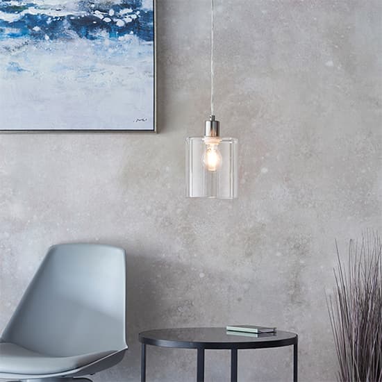 Toledo Clear Glass Shade Pendant Light In Brushed Nickel_3