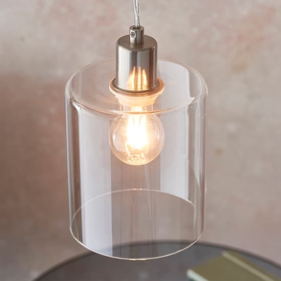 Toledo Clear Glass Shade Pendant Light In Brushed Nickel_5