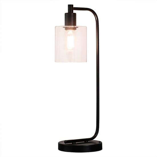 Toledo Clear Glass Shade Table Lamp In Matt Black_2