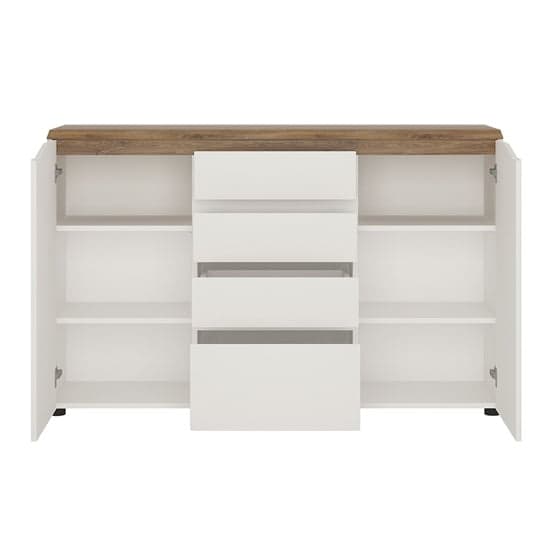 Toltec Wooden Sideboard In Oak And White High Gloss 4 Drawers_2