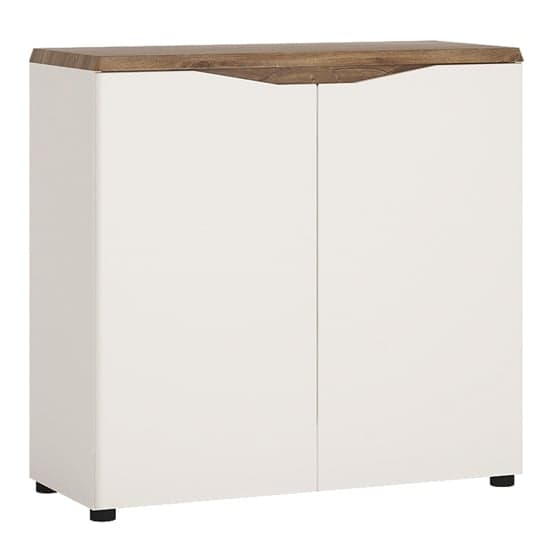 Toltec Wooden Sideboard In Oak And White High Gloss With 2 Doors_1