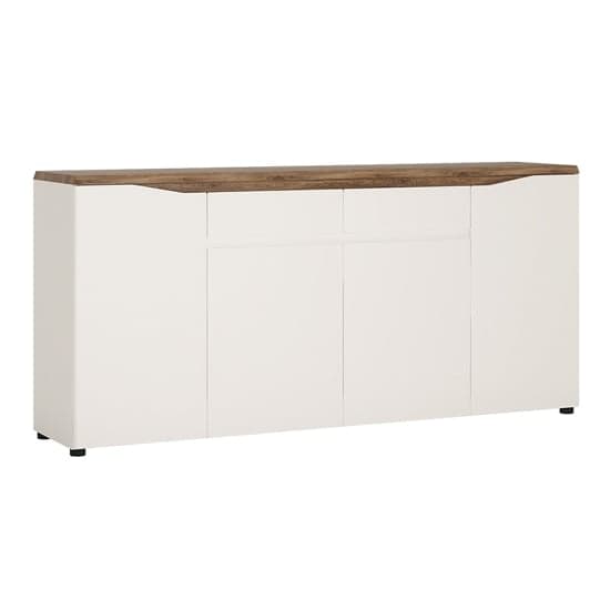 Toltec Wooden Sideboard In Oak And White High Gloss With 4 Doors_1
