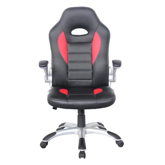 Tolled Faux Leather Gaming Chair In Red And Black_2