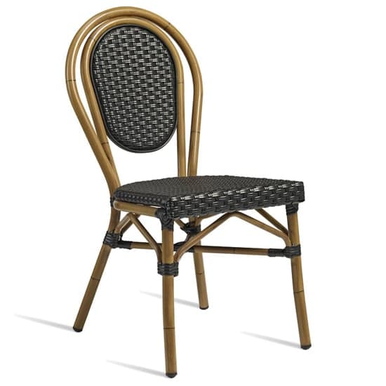 Toller Outdoor Black Aluminium Cane Effect Dining Chair In Pair_2